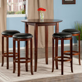 Winsome Wood Fiona Round 5Piece High/Pub Table Set with PVC Stools 94581-WINSOMEWOOD