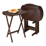 Winsome Wood Corbett 5-Piece Oversize Snack Table Set, Walnut 94594-WINSOMEWOOD