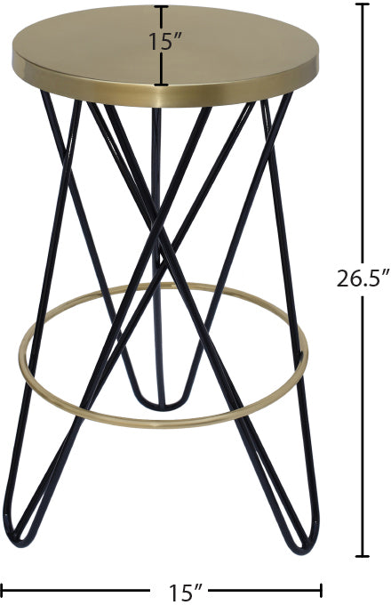 Mercury Iron Contemporary Black Iron Counter Stool - 15" W x 15" D x 26.5" H