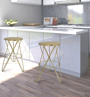 Mercury Iron Contemporary Gold Iron Counter Stool - 15" W x 15" D x 26.5" H