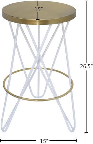 Mercury Iron Contemporary White Iron Counter Stool - 15" W x 15" D x 26.5" H