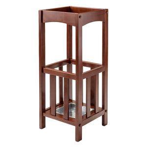 Winsome Wood Rex Umbrella Stand with Metal Tray, Walnut 94712-WINSOMEWOOD