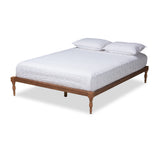 Iseline Modern and Contemporary Walnut Brown Finished Wood King Size Platform Bed Frame