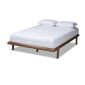 Baxton Studio Kaia Mid-Century Modern Walnut Brown Finished Wood King Size Platform Bed Frame