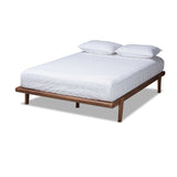 Kaia Mid-Century Modern Walnut Brown Finished Wood Queen Size Platform Bed Frame