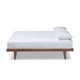 Baxton Studio Kaia Mid-Century Modern Walnut Brown Finished Wood Full Size Platform Bed Frame