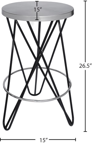 Mercury Iron Contemporary Black Iron Counter Stool - 15" W x 15" D x 26.5" H