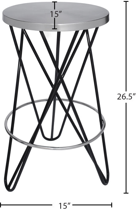 Mercury Iron Contemporary Black Iron Counter Stool - 15" W x 15" D x 26.5" H