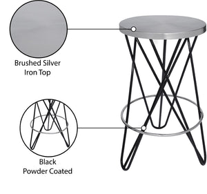 Mercury Iron Contemporary Black Iron Counter Stool - 15" W x 15" D x 26.5" H
