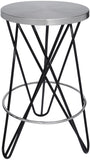 Mercury Iron Contemporary Black Iron Counter Stool - 15" W x 15" D x 26.5" H