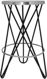 Mercury Iron Contemporary Black Iron Counter Stool - 15" W x 15" D x 26.5" H