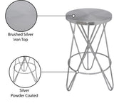 Mercury Iron Contemporary Silver Iron Counter Stool - 15" W x 15" D x 26.5" H