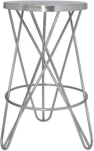 Mercury Iron Contemporary Silver Iron Counter Stool - 15" W x 15" D x 26.5" H