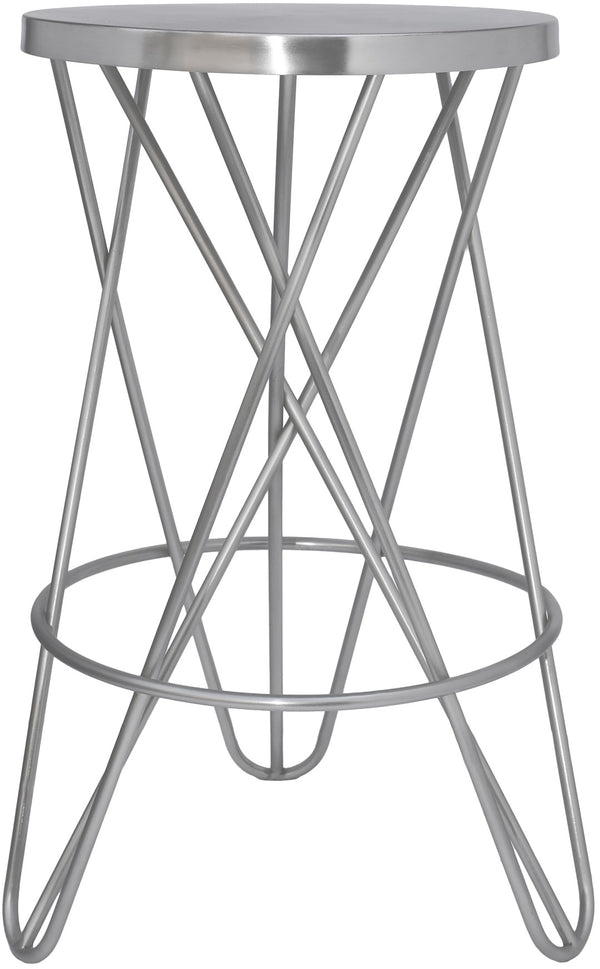Mercury Iron Contemporary Silver Iron Counter Stool - 15" W x 15" D x 26.5" H