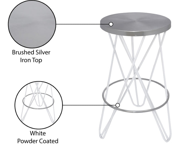 Mercury Iron Contemporary White Iron Counter Stool - 15" W x 15" D x 26.5" H