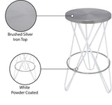 Mercury Iron Contemporary White Iron Counter Stool - 15" W x 15" D x 26.5" H