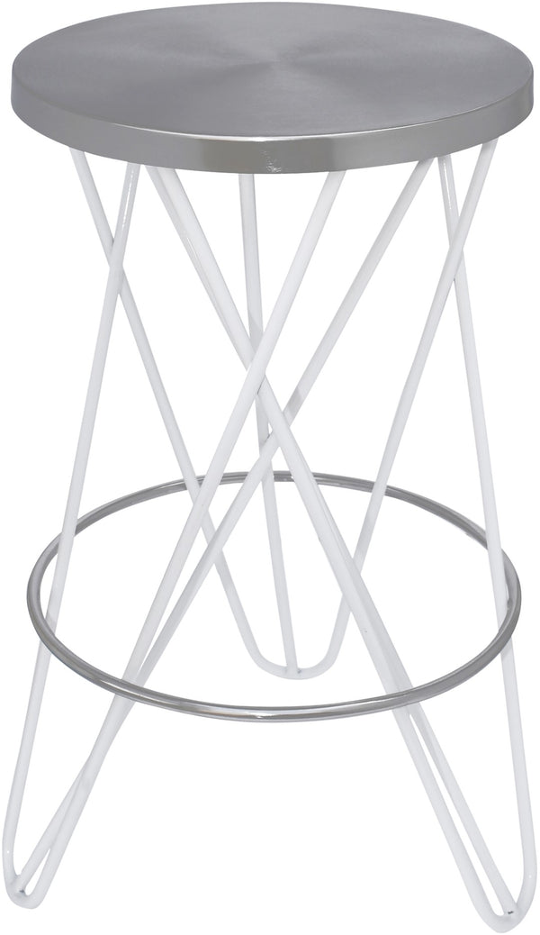 Mercury Iron Contemporary White Iron Counter Stool - 15" W x 15" D x 26.5" H