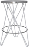 Mercury Iron Contemporary White Iron Counter Stool - 15" W x 15" D x 26.5" H