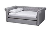 Baxton Studio Mabelle Modern and Contemporary Gray Fabric Upholstered Full Size Daybed with Trundle
