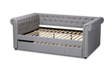 Baxton Studio Mabelle Modern and Contemporary Gray Fabric Upholstered Full Size Daybed with Trundle