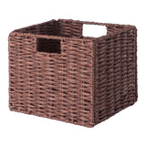 Winsome Wood Tessa 3-Piece Woven Rope Basket Set, Foldable, Walnut 94803-WINSOMEWOOD 94803-WINSOMEWOOD