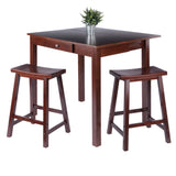 Winsome Wood Perrone 3-Piece High Table Set, Drop Leaf Table & 2 Saddle Stools 94804-WINSOMEWOOD