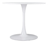 English Elm EE2699 MDF, Steel Modern Commercial Grade Dining Table White MDF, Steel