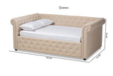 Baxton Studio Mabelle Modern and Contemporary Beige Fabric Upholstered Queen Size Daybed