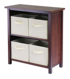 Winsome Wood Verona 2-Section M Storage Shelf with 4 Foldable Beige Fabric Baskets 94871-WINSOMEWOOD
