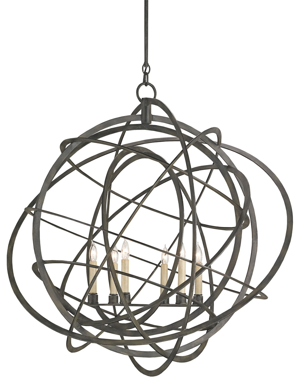 Genesis Black Orb Chandelier - Stunning Wrought Iron Design with Adjustable Height & Dramatic Finish