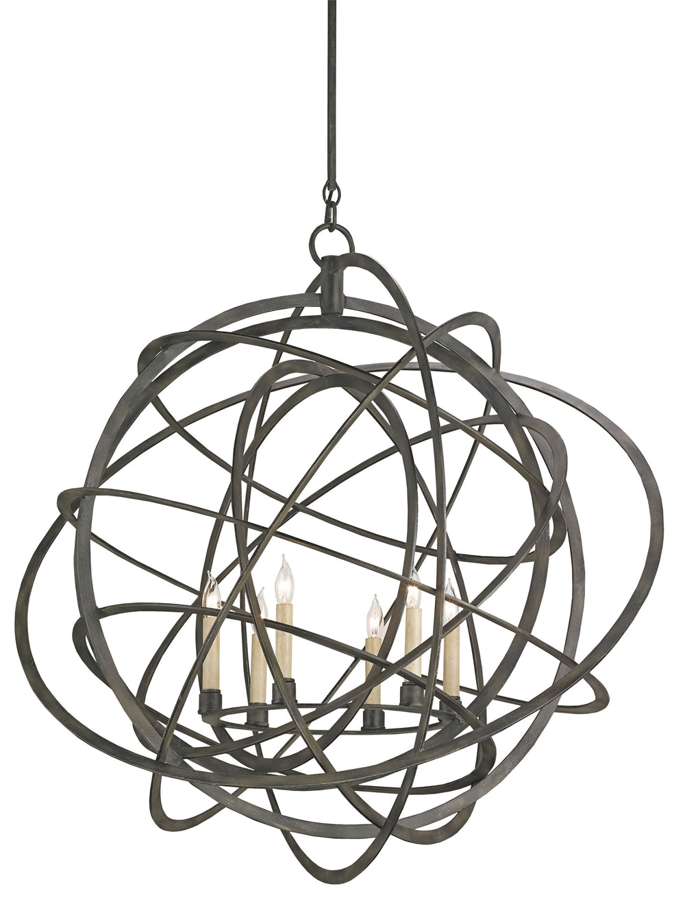 Genesis Black Orb Chandelier - Stunning Wrought Iron Design with Adjustable Height & Dramatic Finish