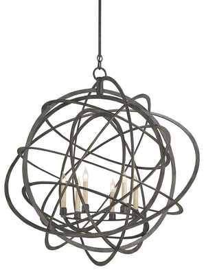 Genesis Black Orb Chandelier - Stunning Wrought Iron Design with Adjustable Height & Dramatic Finish