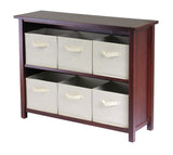 Winsome Wood Verona 2-Section W Storage Shelf with 6 Foldable Beige Fabric Baskets 94891-WINSOMEWOOD