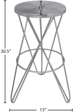 Mercury Iron Contemporary Silver Iron Bar Stool - 15" W x 15" D x 30.5" H