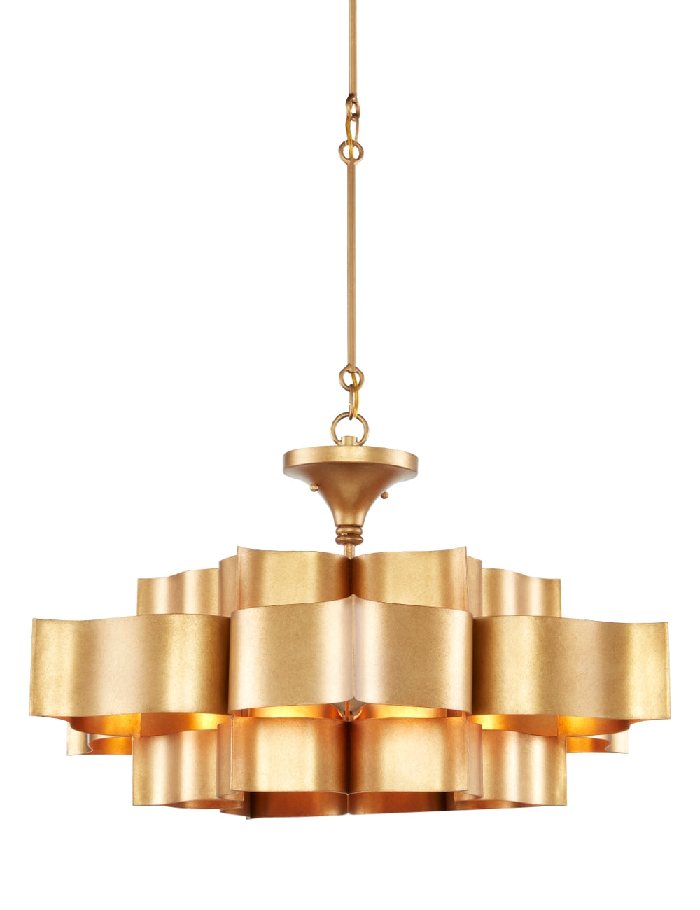 Grand Lotus Gold Large Chandelier - Antique Wrought Iron Elegance with Adjustable Height & Style