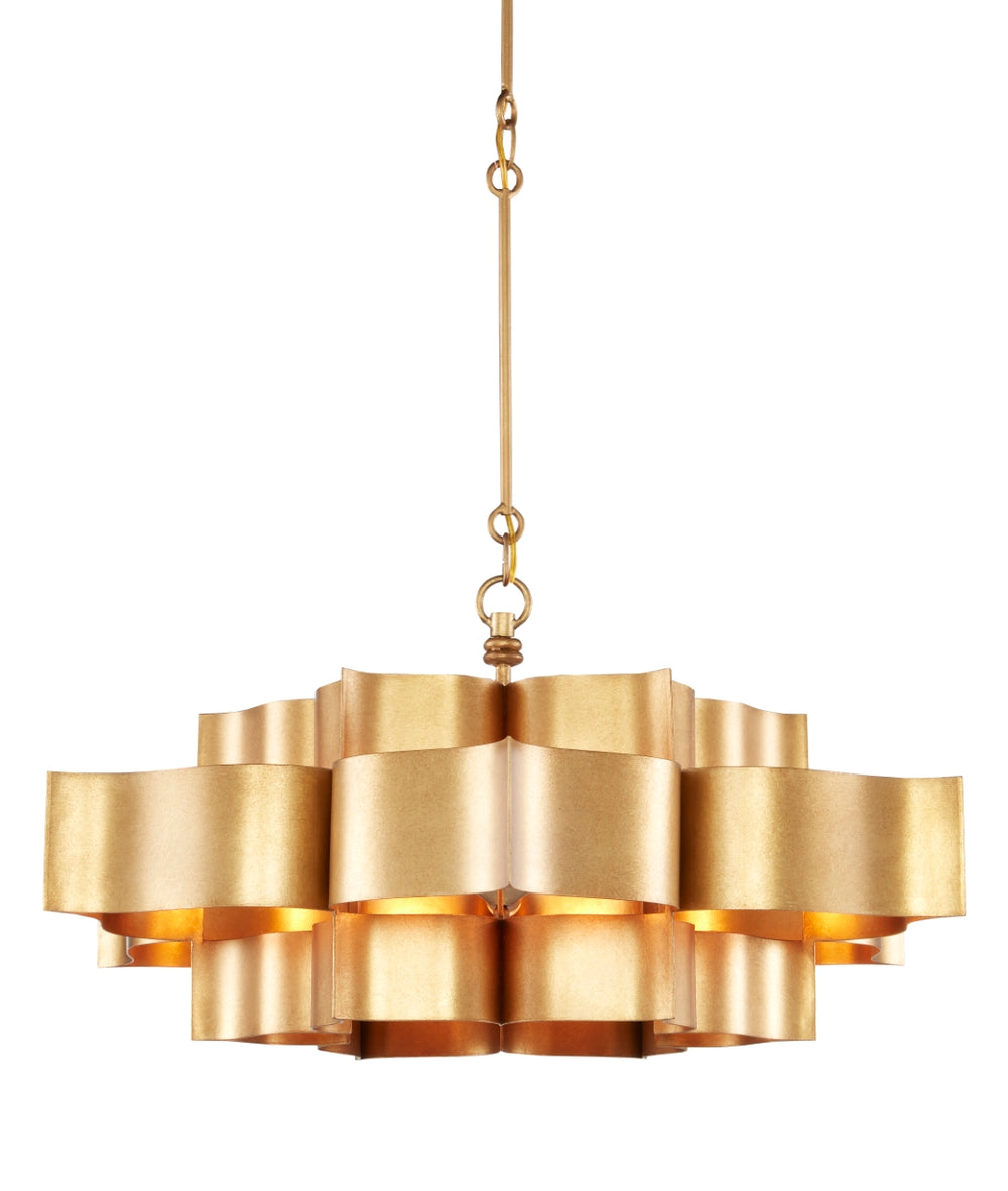 Grand Lotus Gold Large Chandelier - Antique Wrought Iron Elegance with Adjustable Height & Style