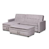 Noa Modern Contemporary Fabric Upholstered Left Facing Storage Sectional Sleeper Sofa with Ottoman