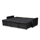 Baxton Studio Noa Modern and Contemporary Dark Grey Fabric Upholstered Left Facing Storage Sectional Sleeper Sofa with Ottoman