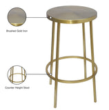 Tyson Iron Contemporary Gold Iron Counter Stool - 14" W x 14" D x 26" H