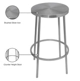 Tyson Iron Contemporary Silver Iron Counter Stool - 14" W x 14" D x 26" H