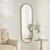 Oldham Contemporary Oval Wall Mirror, Brushed Brass Noble House