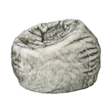 Lyndel Modern 3 Foot Faux Fur Bean Bag (Cover Only), White and Gray Noble House