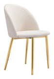 Zuo Modern Cozy 100% Polyester, Plywood, Steel Modern Commercial Grade Dining Chair Set - Set of 2 Cream, Gold 100% Polyester, Plywood, Steel