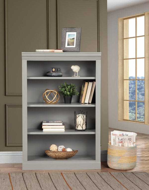 Edgar 48" Gray Bookcase with Adjustable Shelves - Durable Poplar & MDF, Perfect for Home Decor!