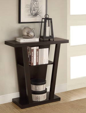 Contemporary 2-shelf Console Table Cappuccino