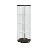 Contemporary 4-shelf Hexagon Shaped Curio Cabinet and Clear