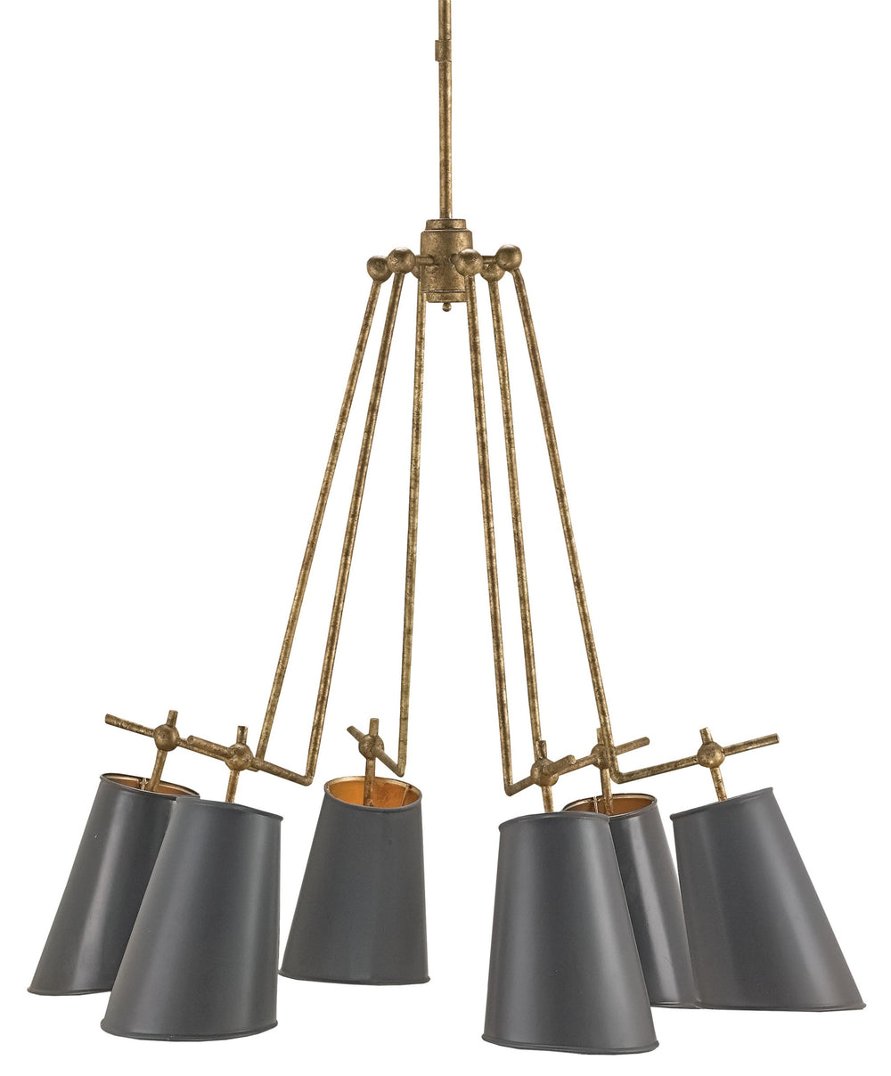 Jean-Louis Chandelier – Elegant Marbella Black & Gold Leaf Finish, Adjustable Wrought Iron Design