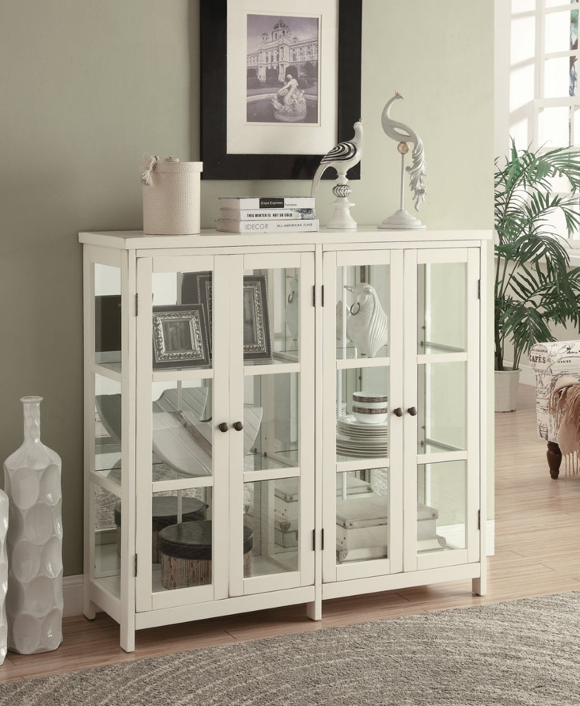 Casual 4-door Display Accent Cabinet White