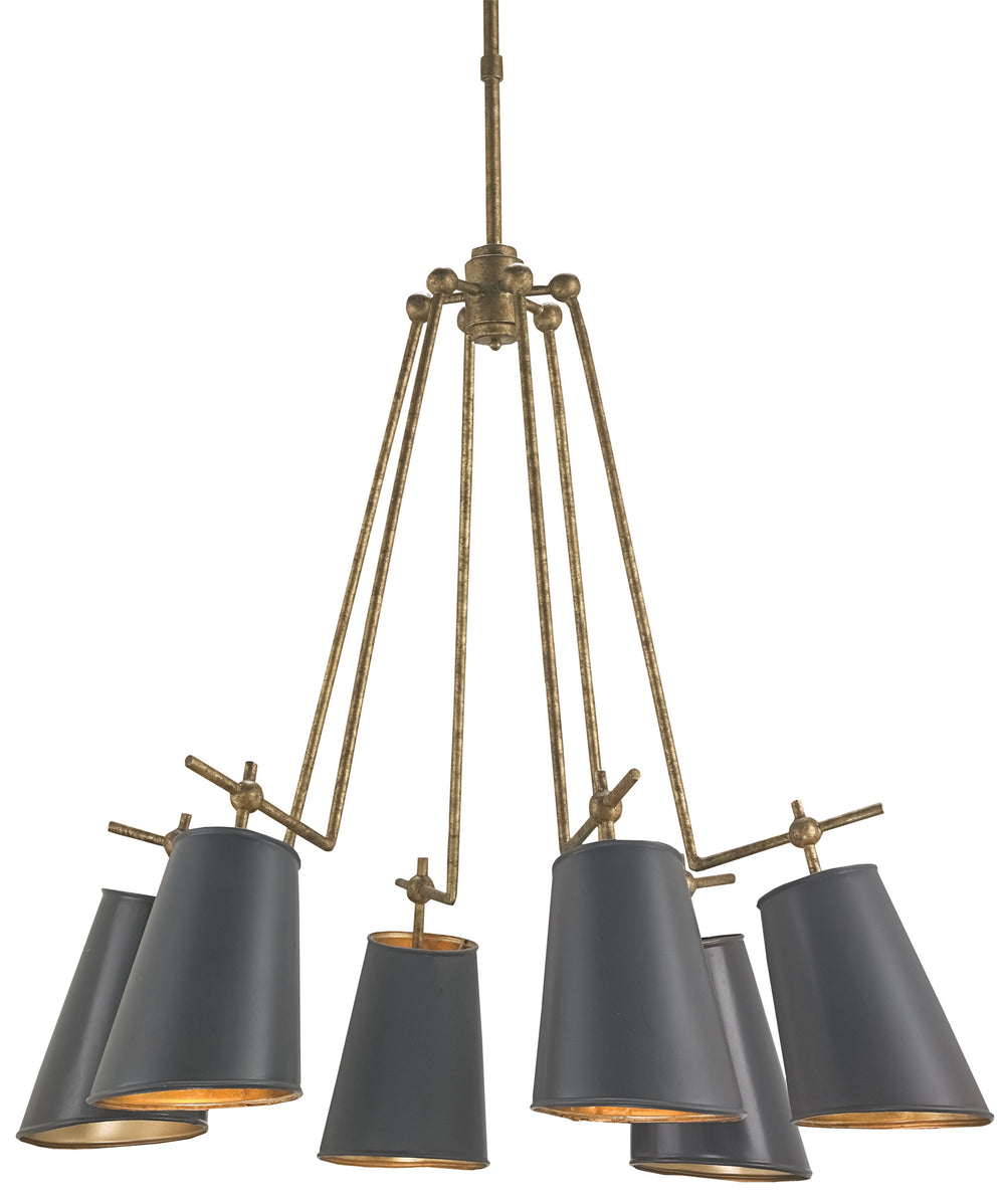 Jean-Louis Chandelier – Elegant Marbella Black & Gold Leaf Finish, Adjustable Wrought Iron Design