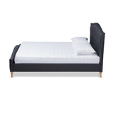 Baxton Studio Felisa Modern and Contemporary Charcoal Grey Fabric Upholstered and Button Tufted King Size Platform Bed